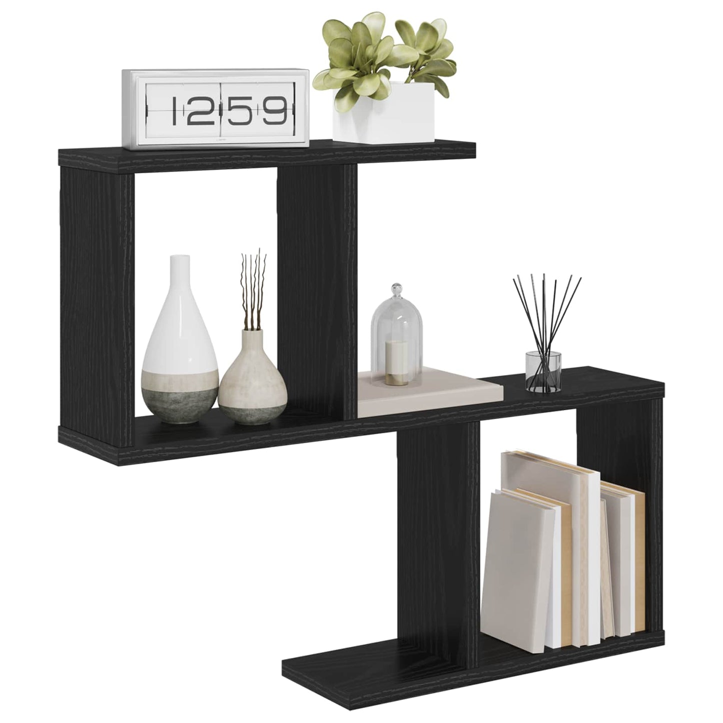 Væghylde Sort eg 60 x 12 x 50,5 cm Konstrueret træ