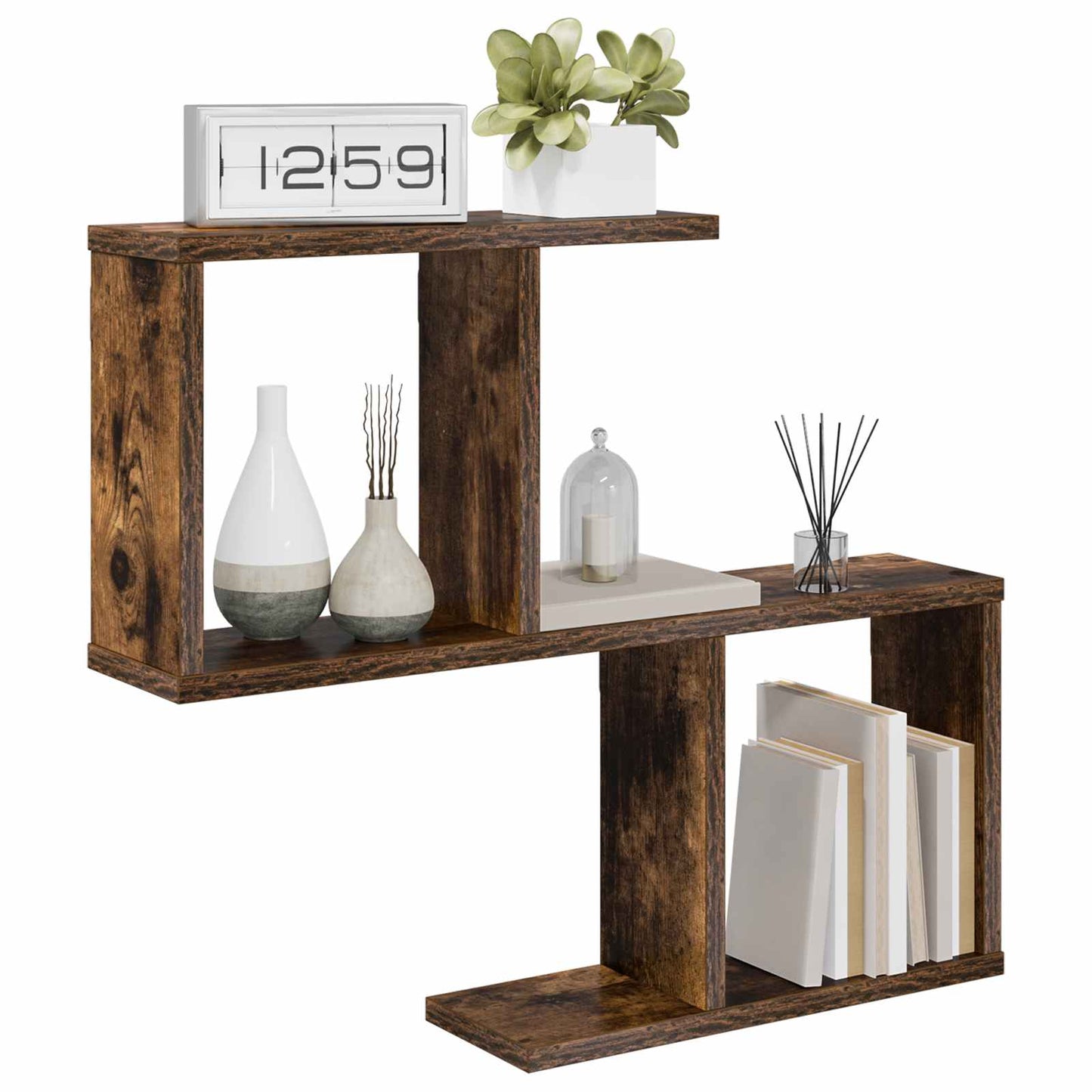 Væghylde Røget eg 60 x 12 x 50,5 cm Konstrueret træ