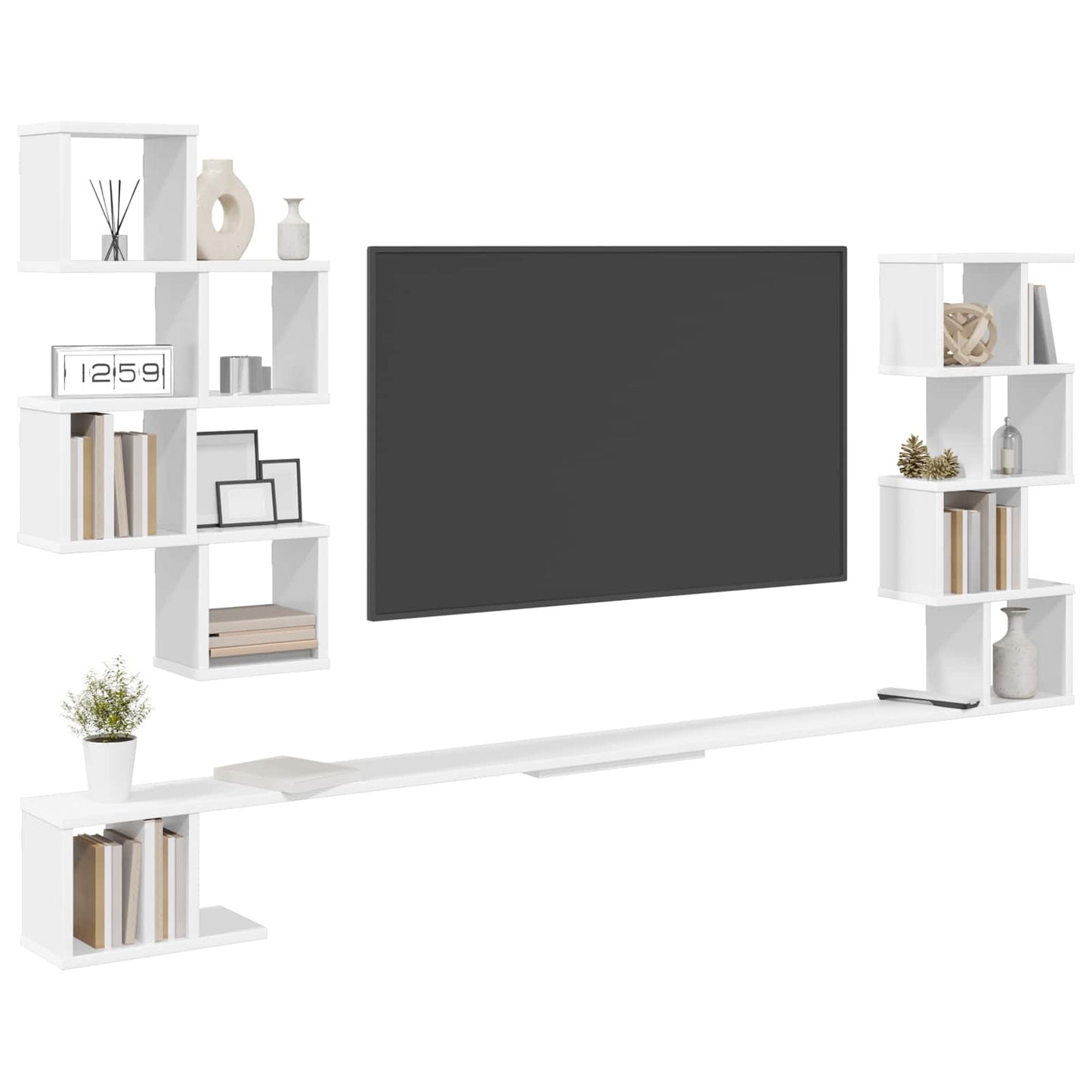 Væghængt TV-hylde Hvid 200 x 15 x 94 cm Konstrueret træ