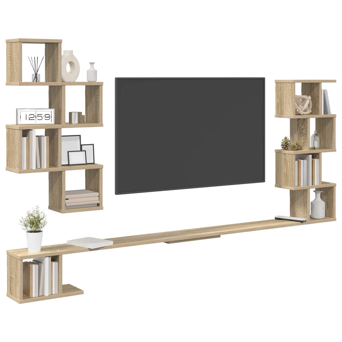 Væghængt TV-hylde Sonoma-eg 200 x 15 x 94 cm Konstrueret træ