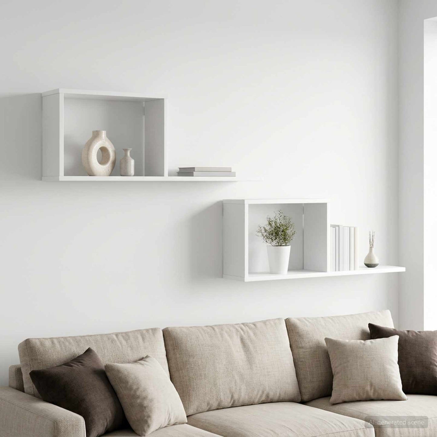 Svævehylder 2 stk. Hvid 80 x 15 x 30 cm Konstrueret træ