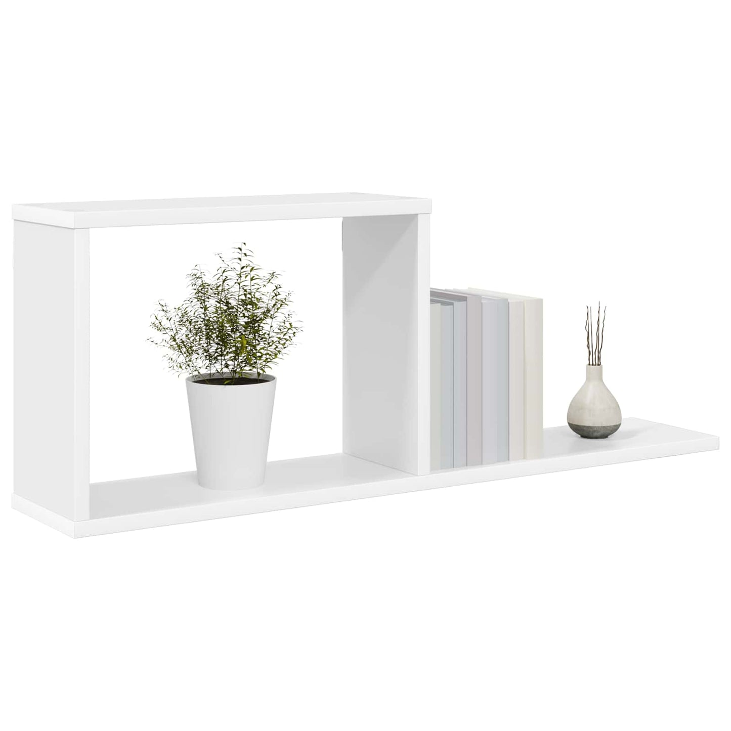 Svævehylder 2 stk. Hvid 80 x 15 x 30 cm Konstrueret træ