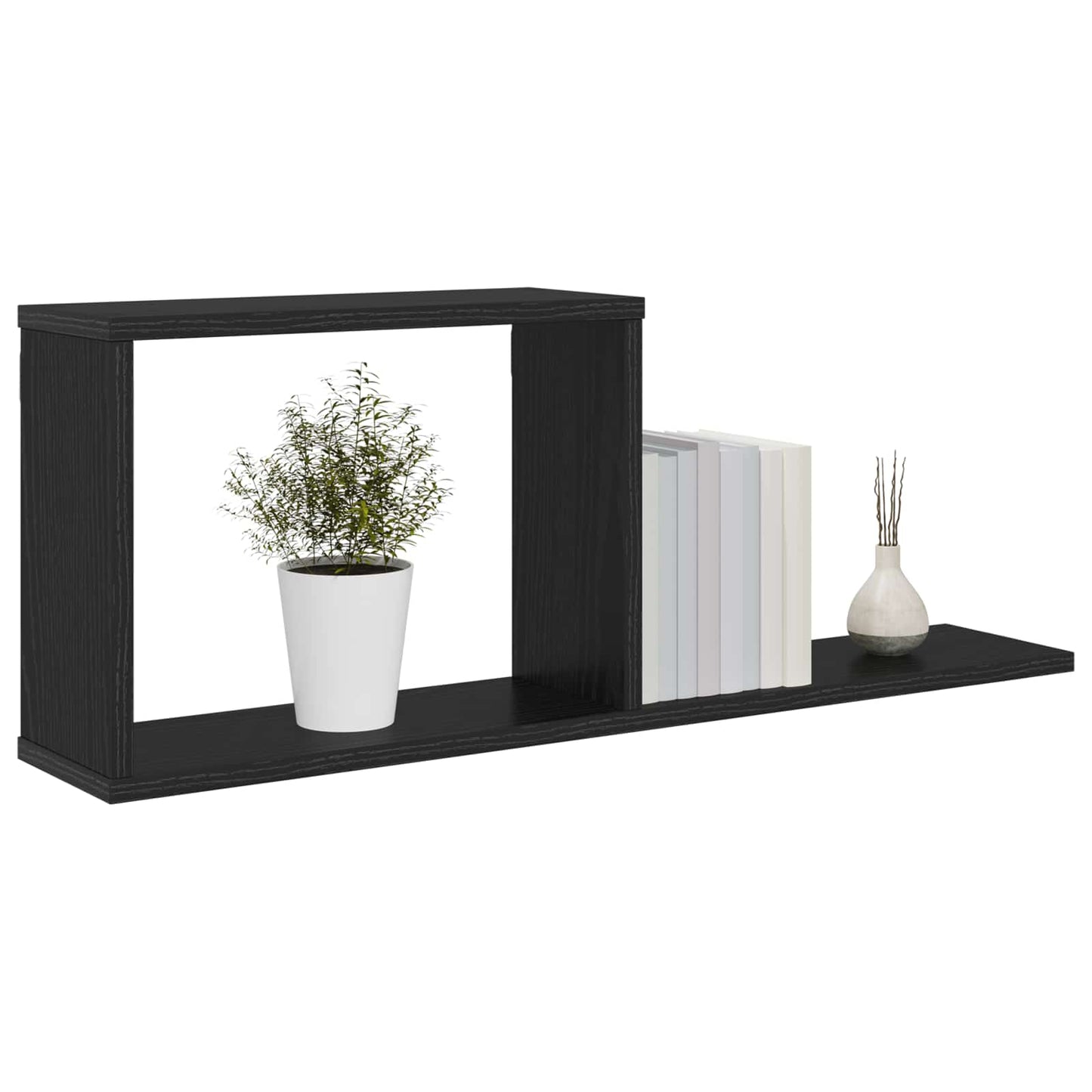 Svævehylder Sort eg 80 x 15 x 30 cm Konstrueret træ