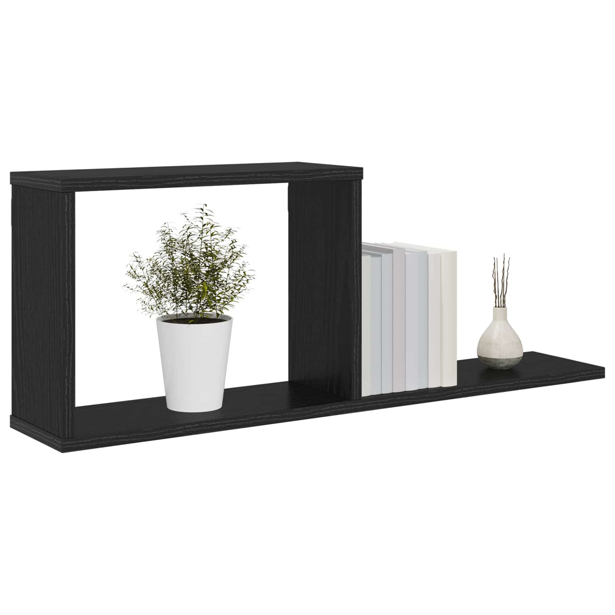 Svævehylder 2 stk. Sort eg 80 x 15 x 30 cm Konstrueret træ