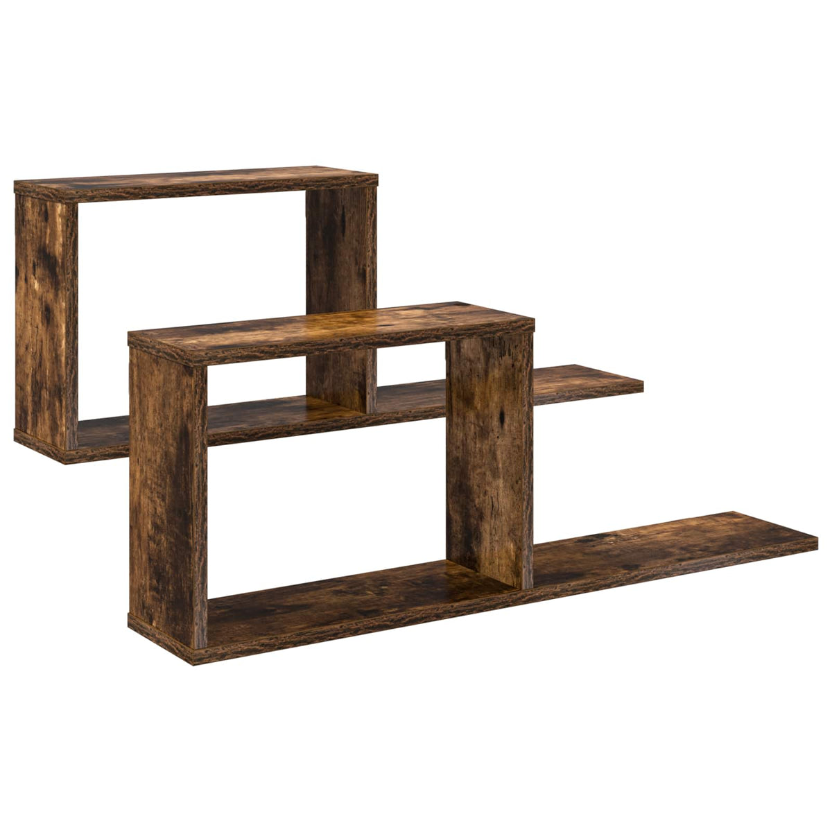 Svævehylder 2 stk. Røget eg 80 x 15 x 30 cm Konstrueret træ
