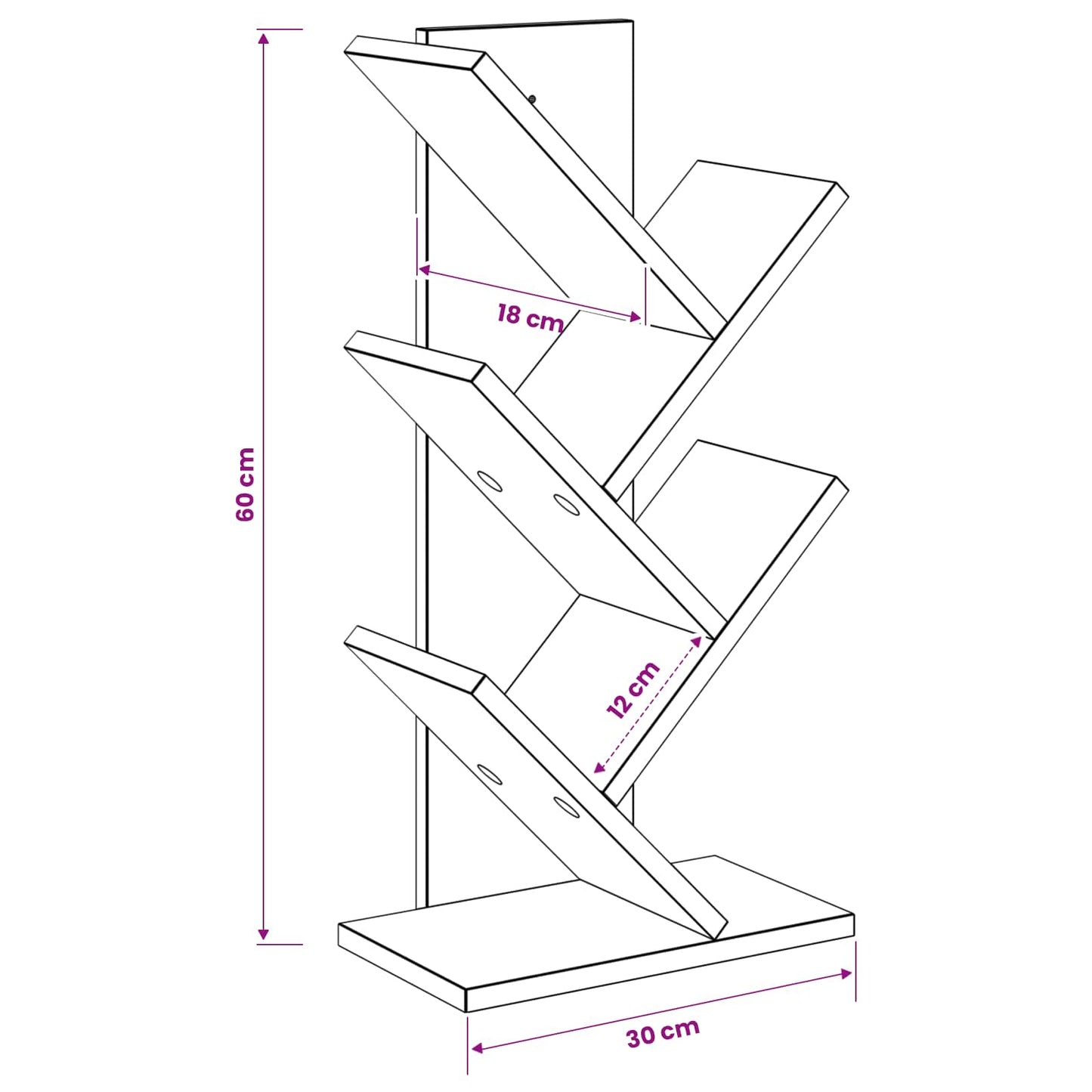 Træ Bogreol 4-Plan 30 x 18 x 60 cm Konstrueret træ Betongrå