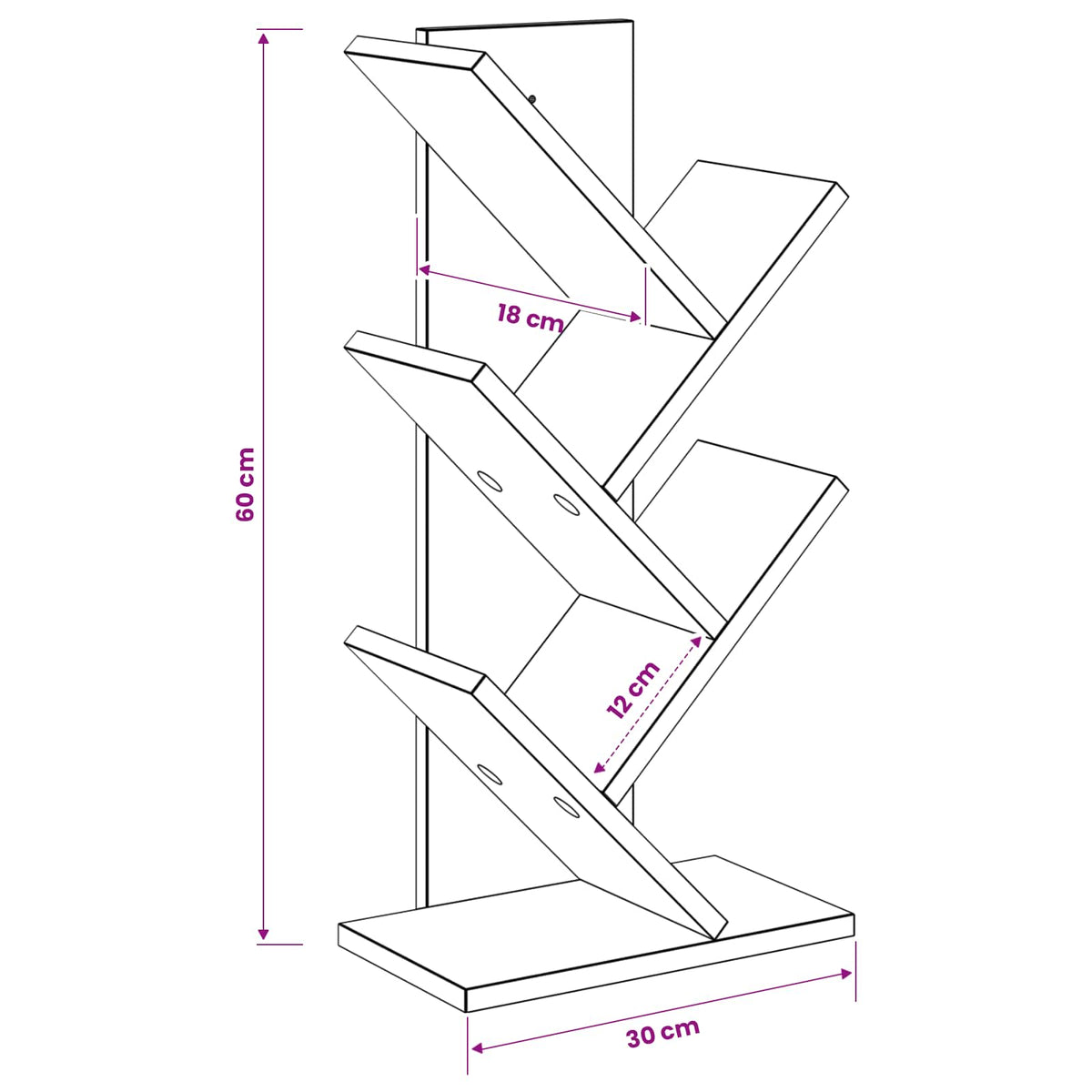 Træ Bogreol 4-Plan 30 x 18 x 60 cm Konstrueret træ Gammelt træ