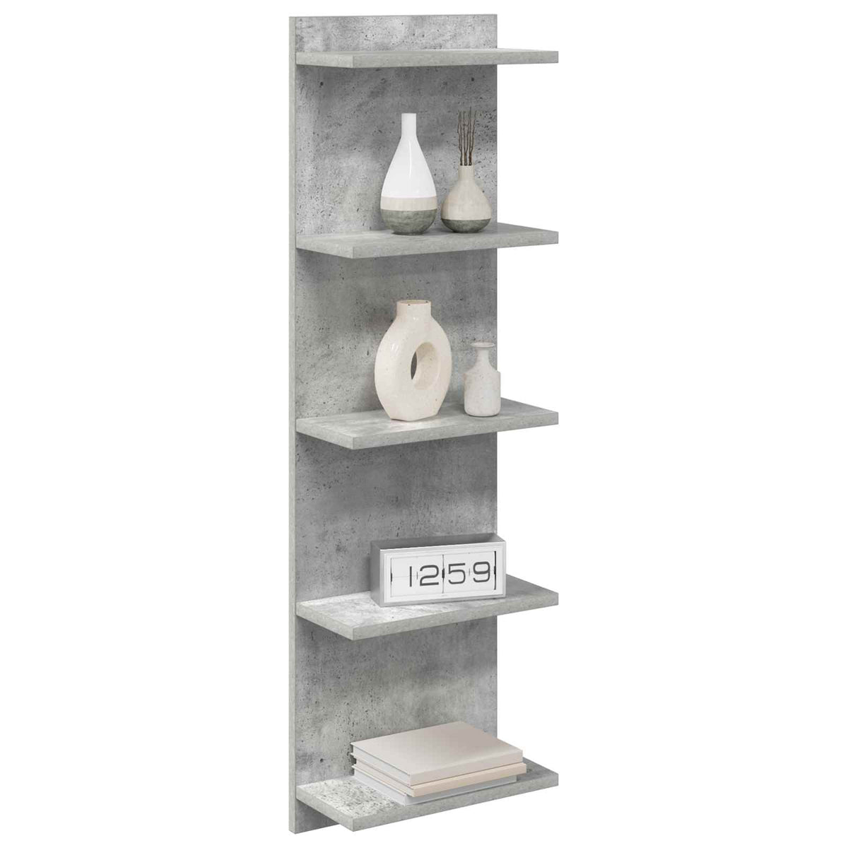 Væghylde 2 stk. Betongrå 30 x 15 x 100 cm Konstrueret træ