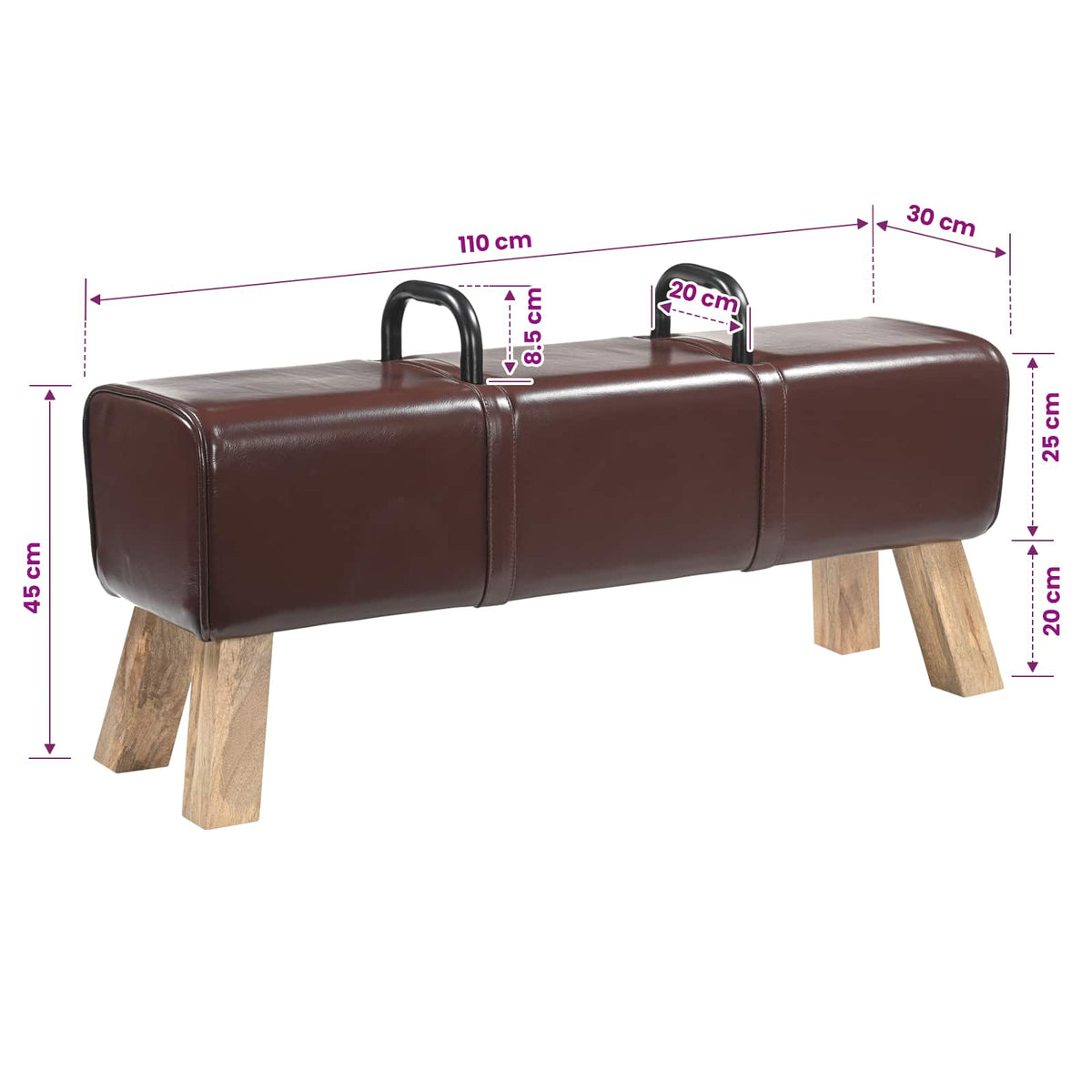 bænk Mørk Brun 110 x 30 x 45 cm Ægte Læder