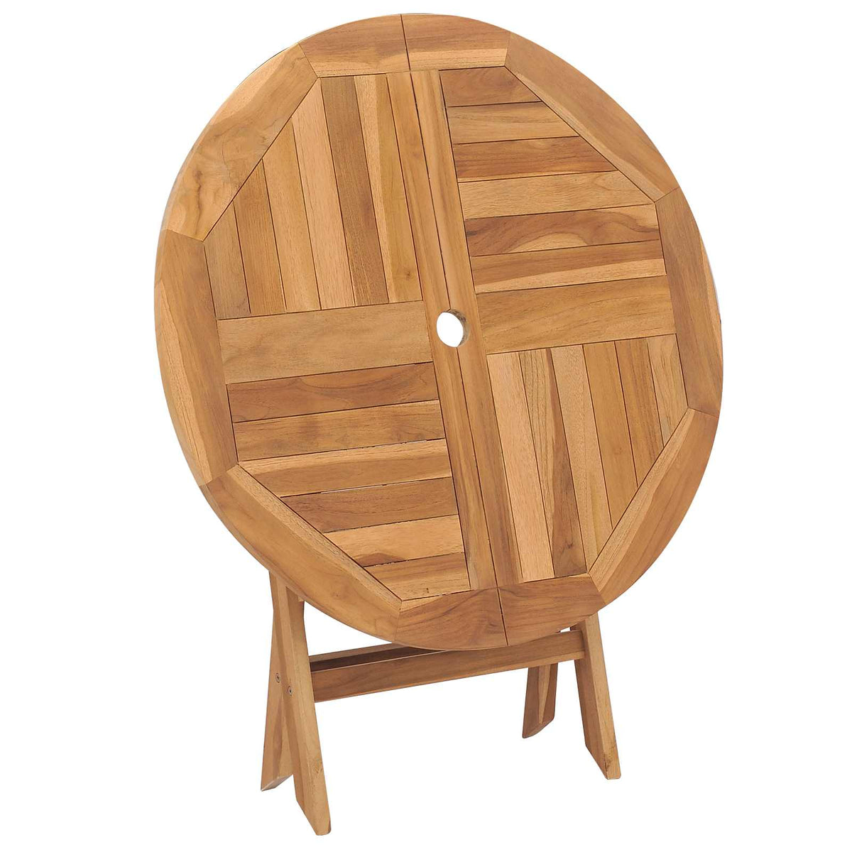 Sammenklappeligt havebord Naturfarvet Ø 90 x 75 cm