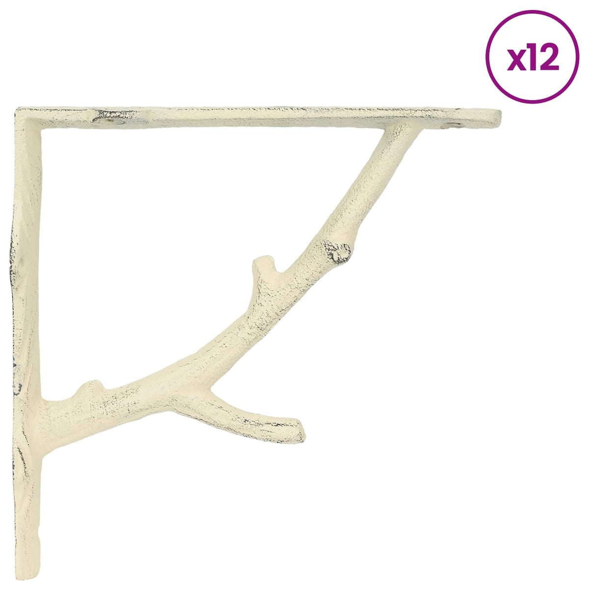 Væghyldebeslag 12 stk. Antik hvid 21.5 x 21.5 x 3.5 cm Stål