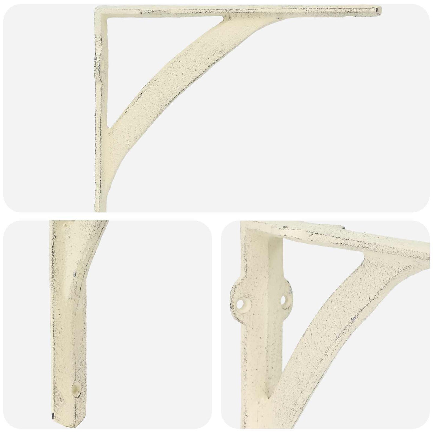 Væghylde beslag 2 stk. Antik hvid 14.5 x 14.5 x 3.5 cm Stål