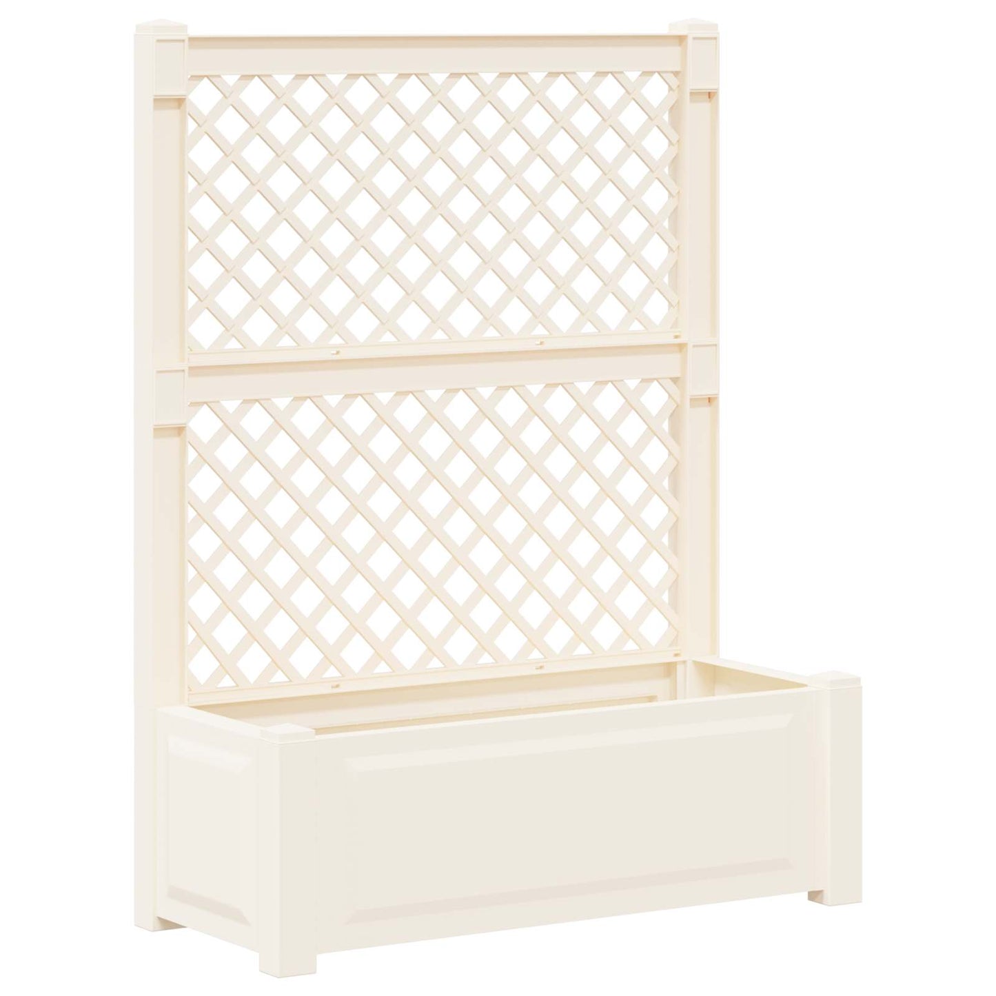 Stor blomsterkasse med espalier PP Hvid