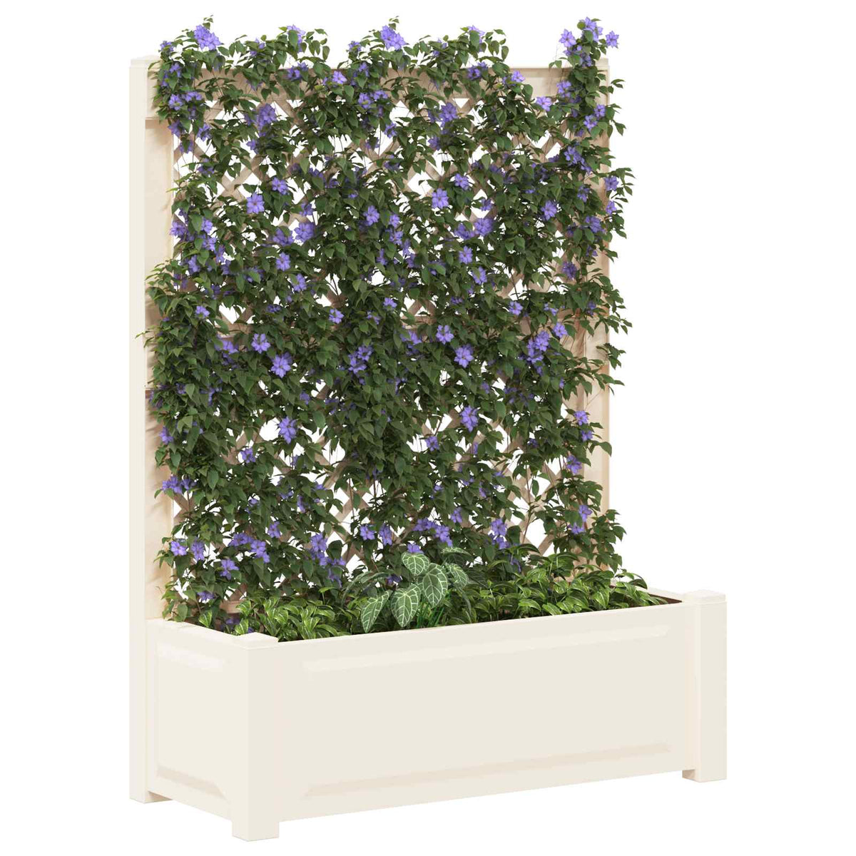 Stor blomsterkasse med espalier PP Hvid
