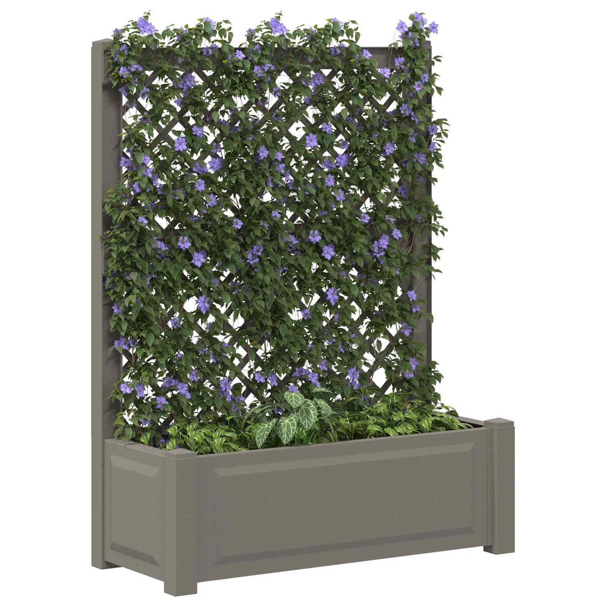 Stor blomsterkasse med espalier PP Grå