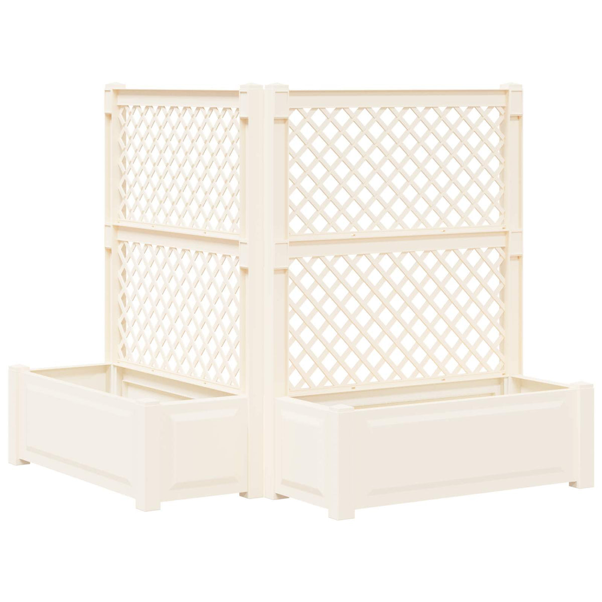 Stor blomsterkasse med espalier 2 stk. PP Hvid