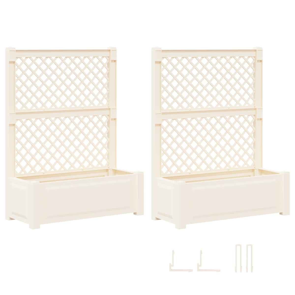 Stor blomsterkasse med espalier 2 stk. PP Hvid