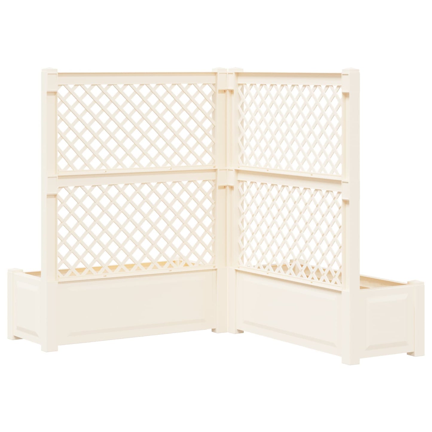 Stor blomsterkasse med espalier 2 stk. PP Hvid