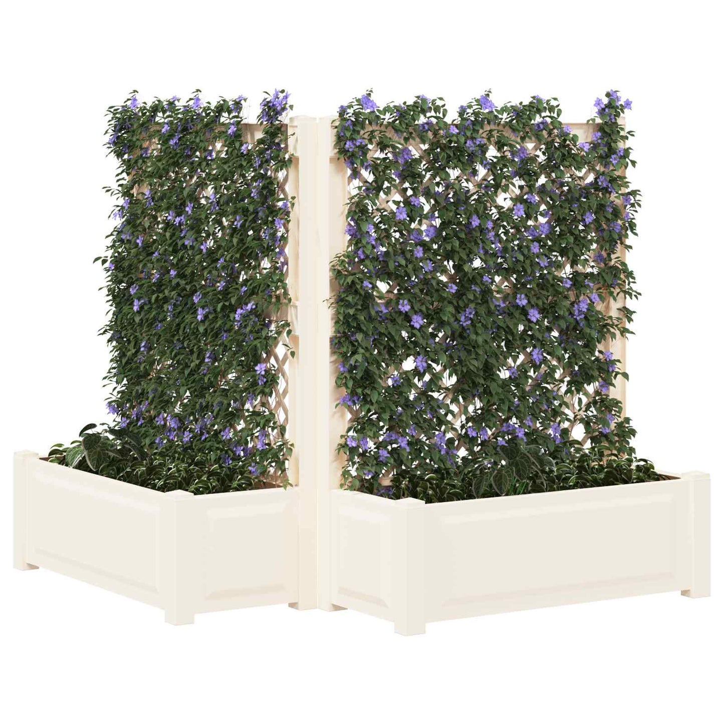 Stor blomsterkasse med espalier 2 stk. PP Hvid