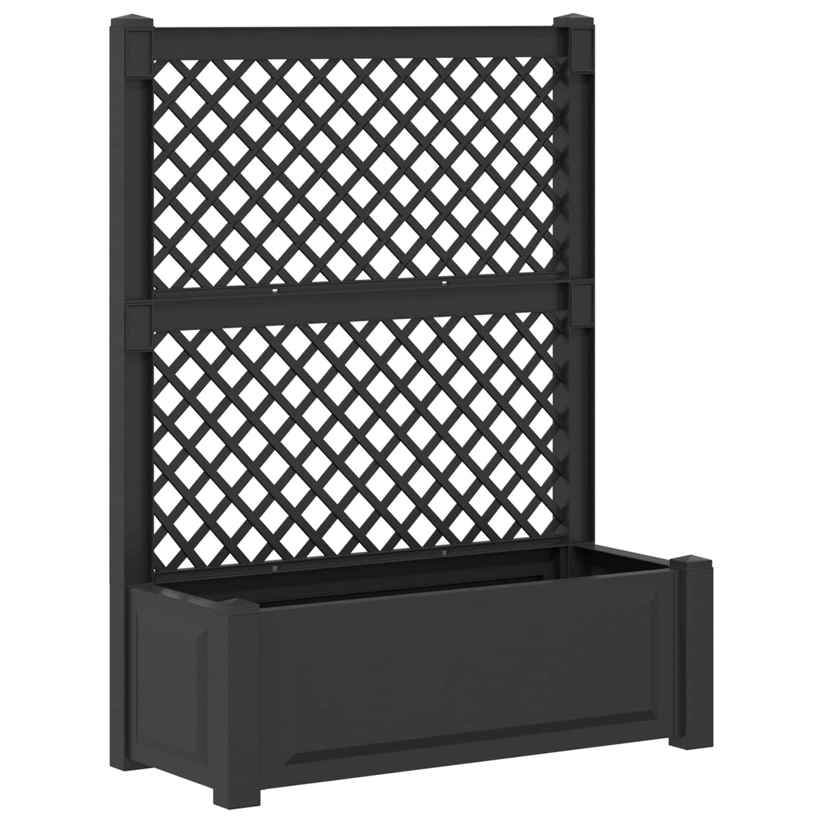 Stor blomsterkasse med espalier 2 stk. PP Antracit