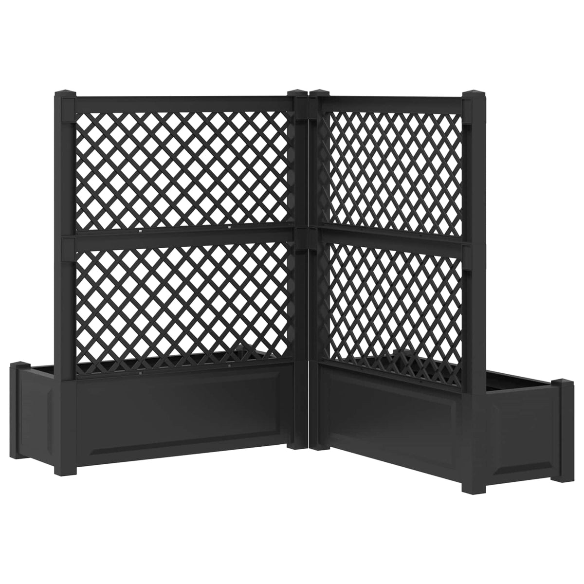 Stor blomsterkasse med espalier 2 stk. PP Antracit