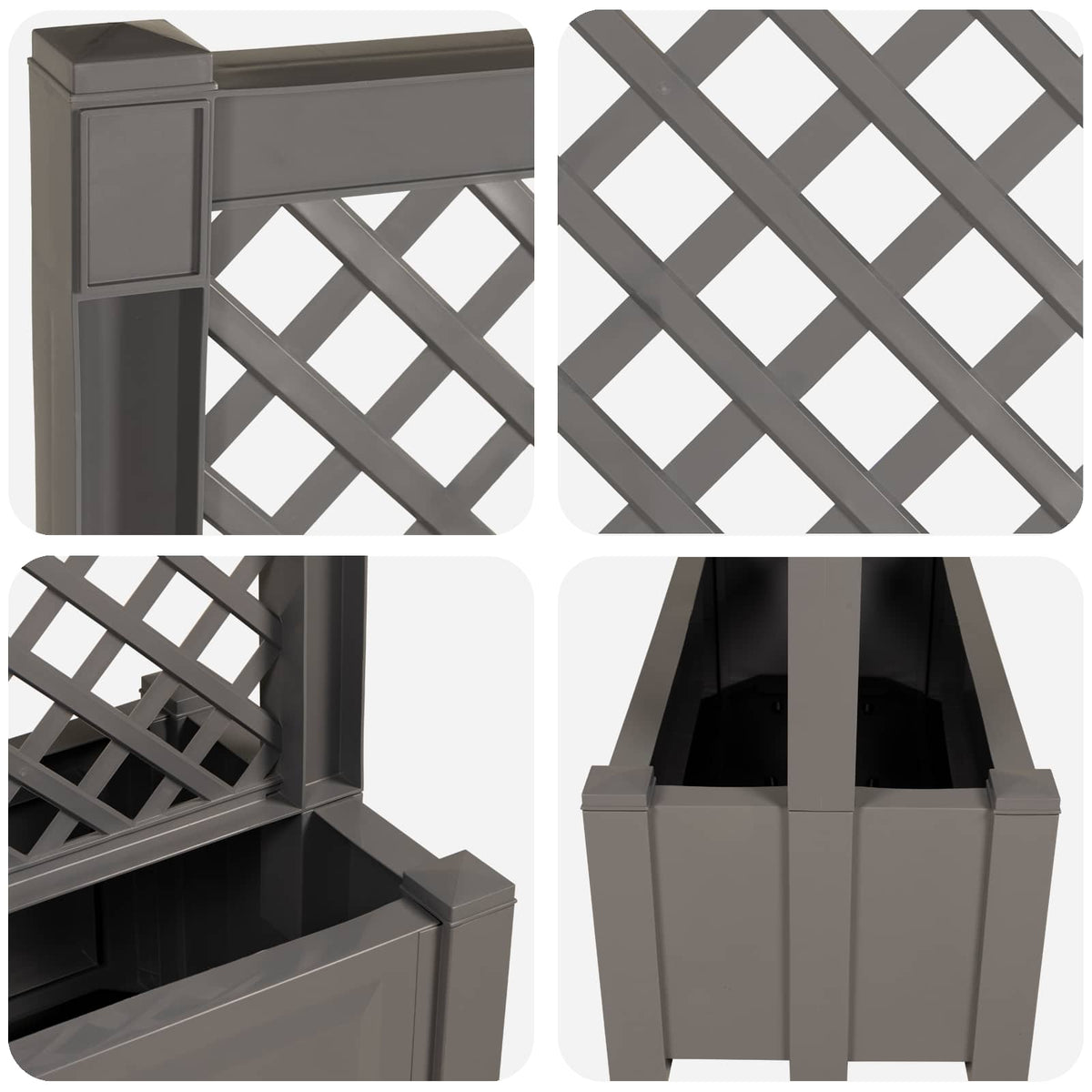 Stor krukke med trellis Grå 99,5 x 43 x 133,5 PP