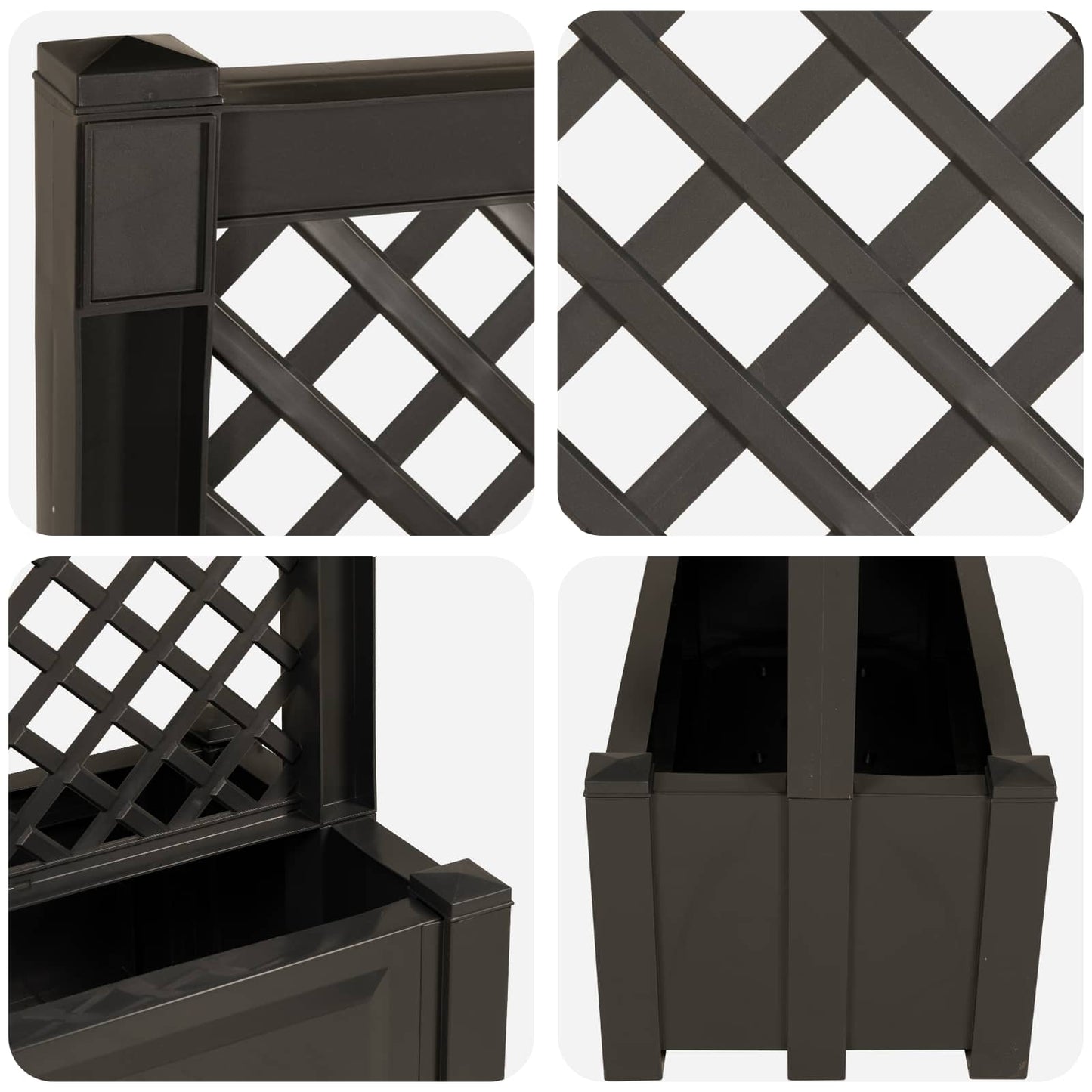 Stor krukke med trellis Antracit 99,5 x 43 x 133,5 PP