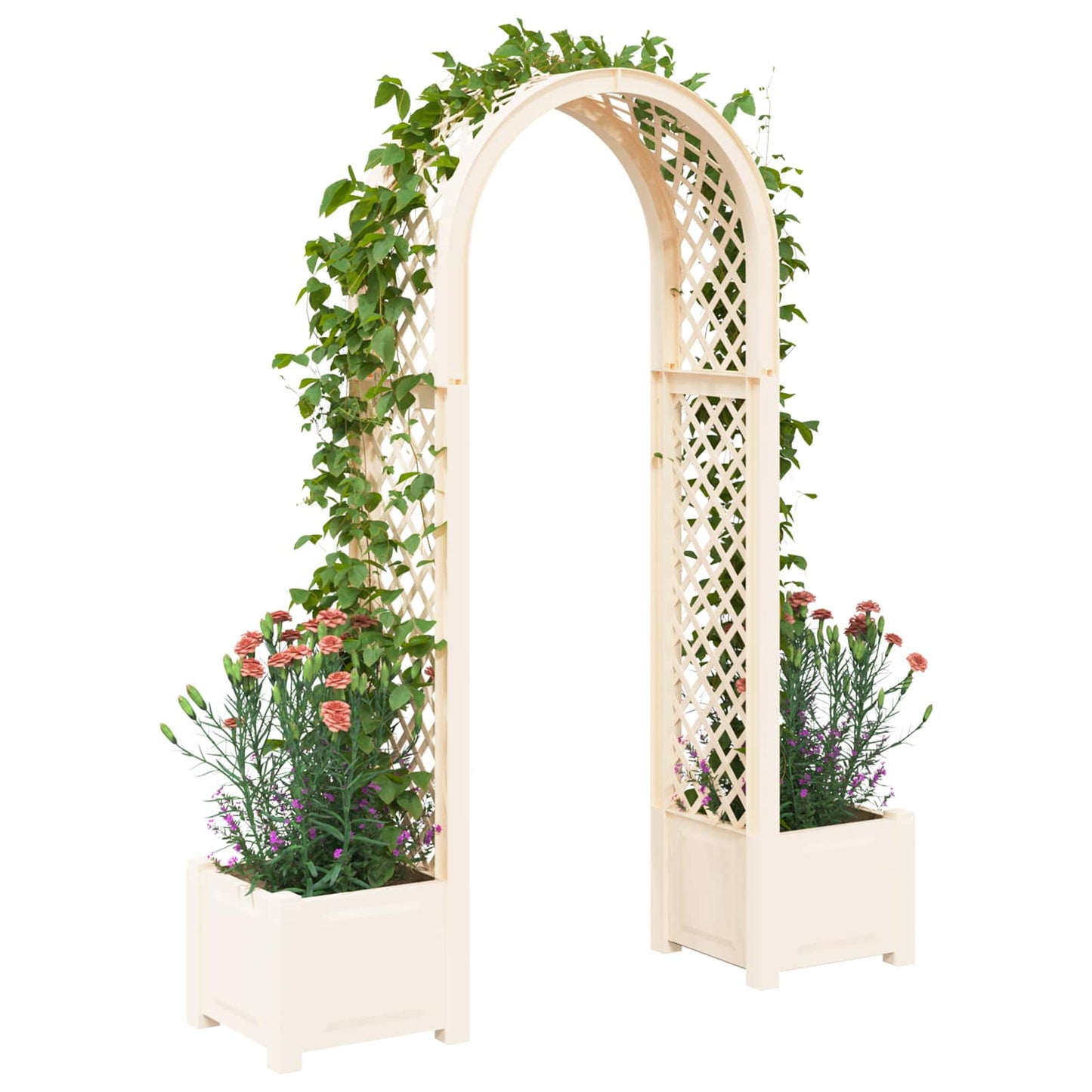 Rosebue med plantekrukke Hvid 168,5 x 43 x 207 cm PP