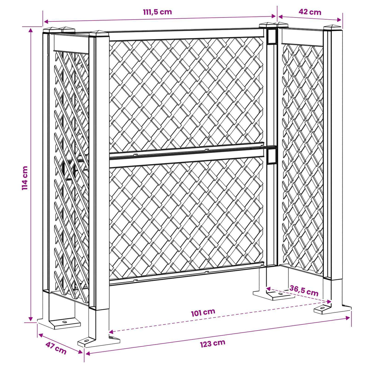 Affaldskurvgitter Antracit 123 x 47 x 114 cm PP