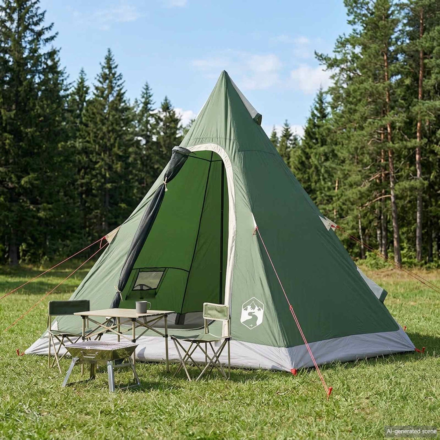 3 personer Grøn 185T Polyester med PU Coating