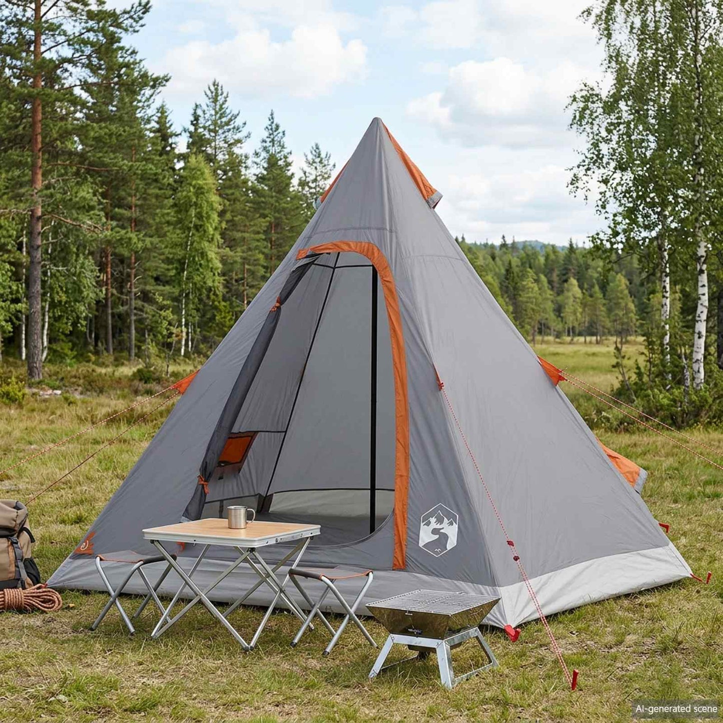 3 personer Grå og orange 185T Polyester med PU Coating