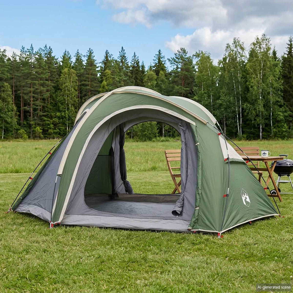 Trekking telt med regnslag vandafvisende 3-personers Grøn