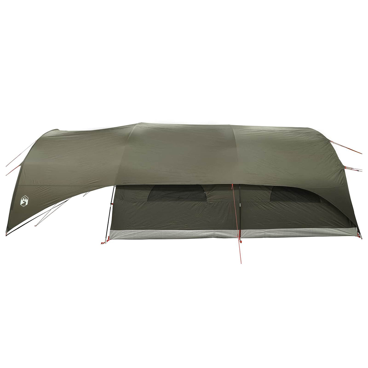 Tunnel telt med vandtæt regnflap 10 personer Army Grøn