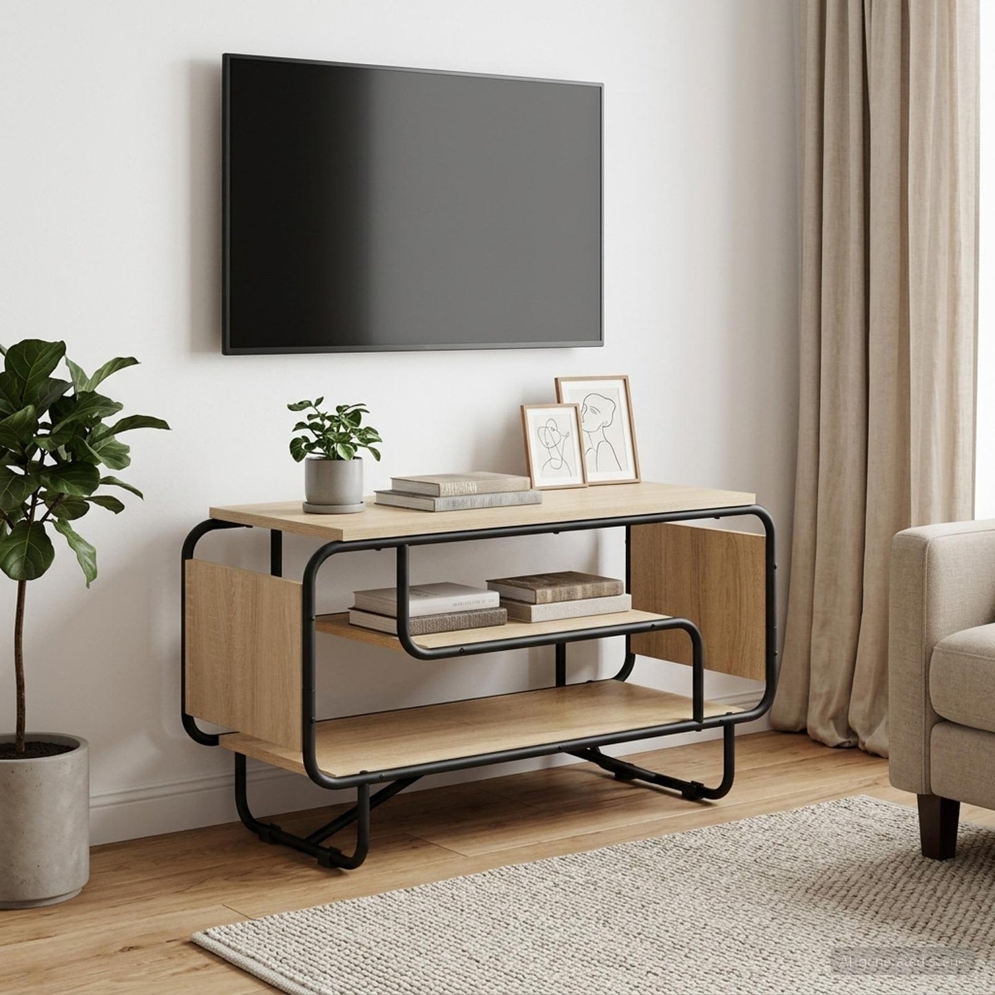 TV-bord 80 x 36 x 45 cm Sonoma-eg Konstrueret træ