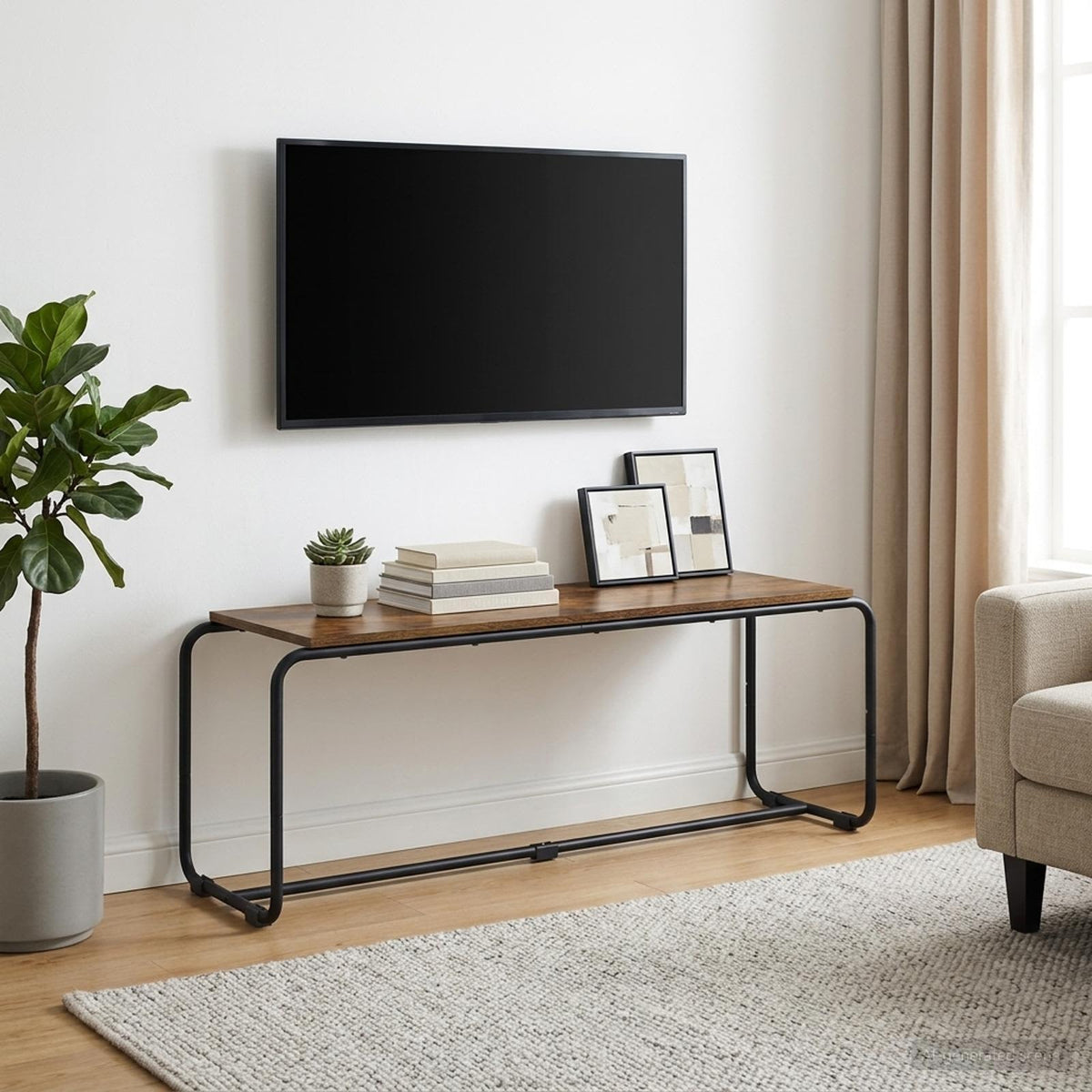 TV-bord 113.5 x 35.5 x 42 cm Røget eg Konstrueret træ