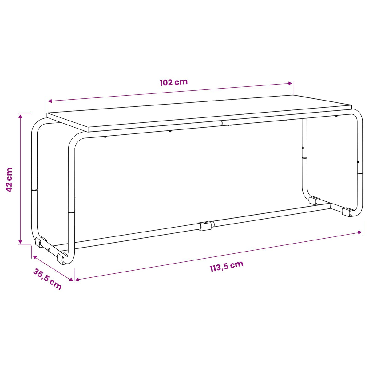 TV-bord 113.5 x 35.5 x 42 cm Røget eg Konstrueret træ