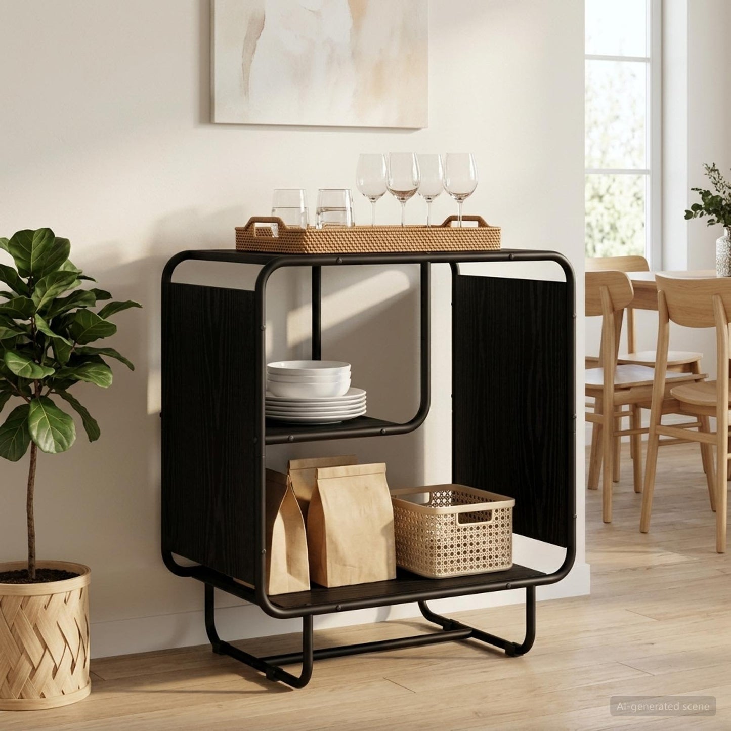 Skænk Sort eg 60 x 37,5 x 64,5 cm Konstrueret træ