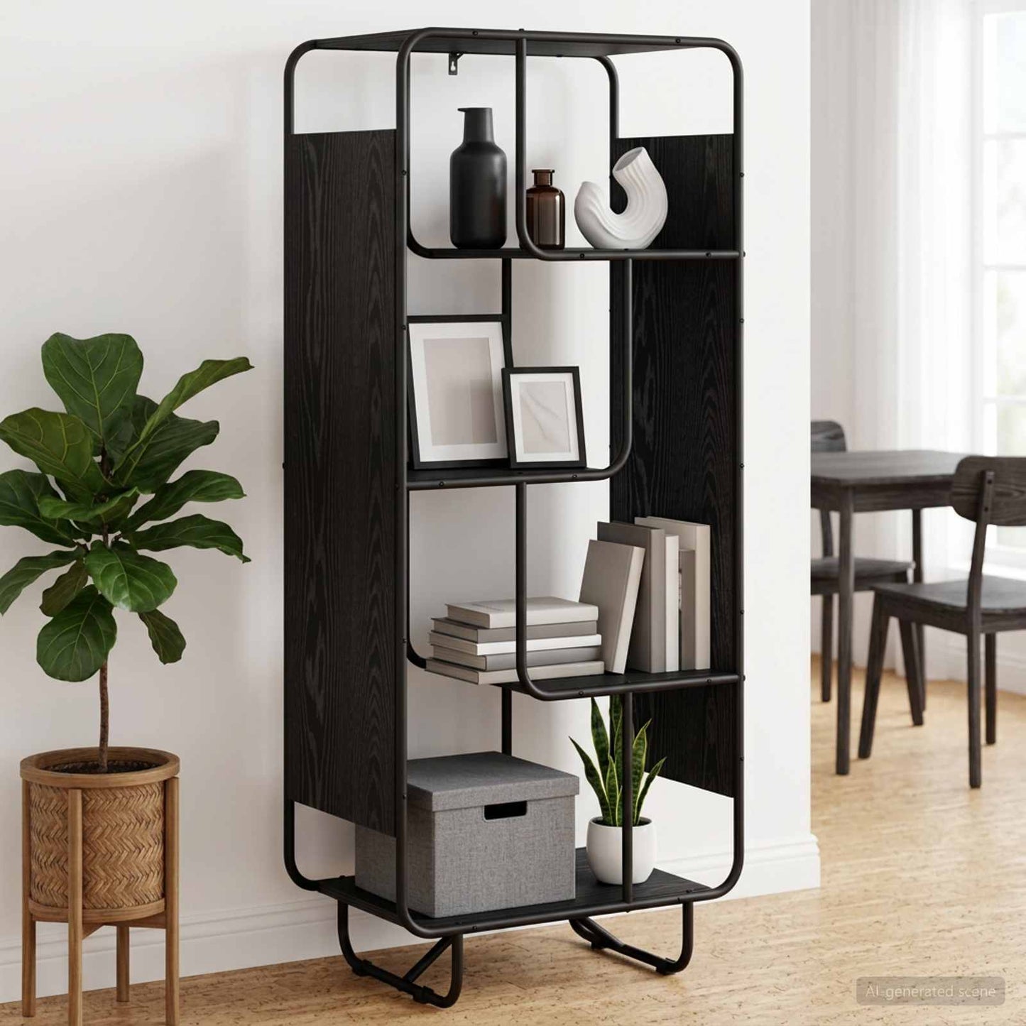 Highboard Sort eg 60 x 37.5 x 144 cm Konstrueret træ