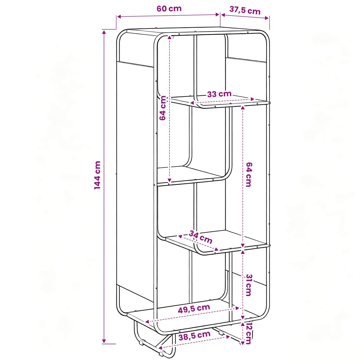 Highboard Sonoma-eg 60 x 37.5 x 144 cm Konstrueret træ