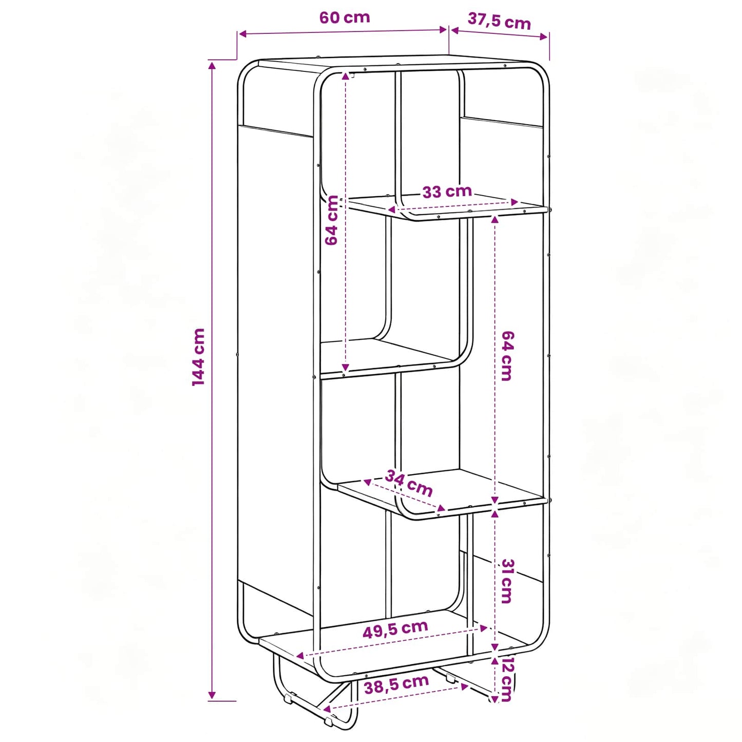 Highboard Artisan-eg 60 x 37.5 x 144 cm Konstrueret træ