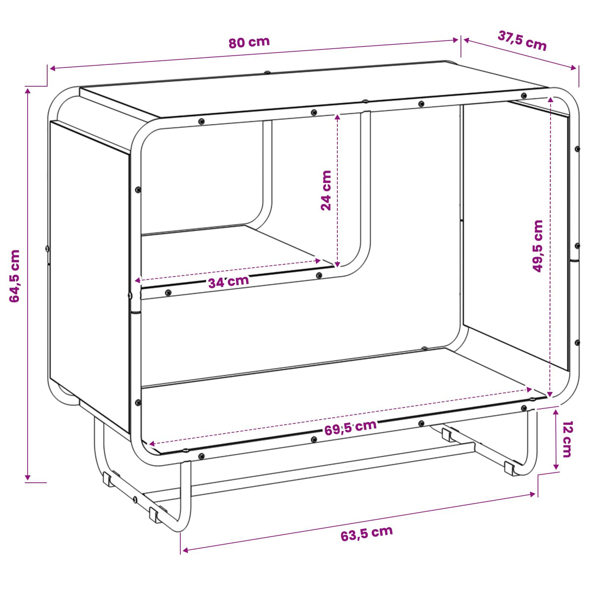 Skænk Sonoma-eg 80 x 37.5 x 64.5 cm Konstrueret træ