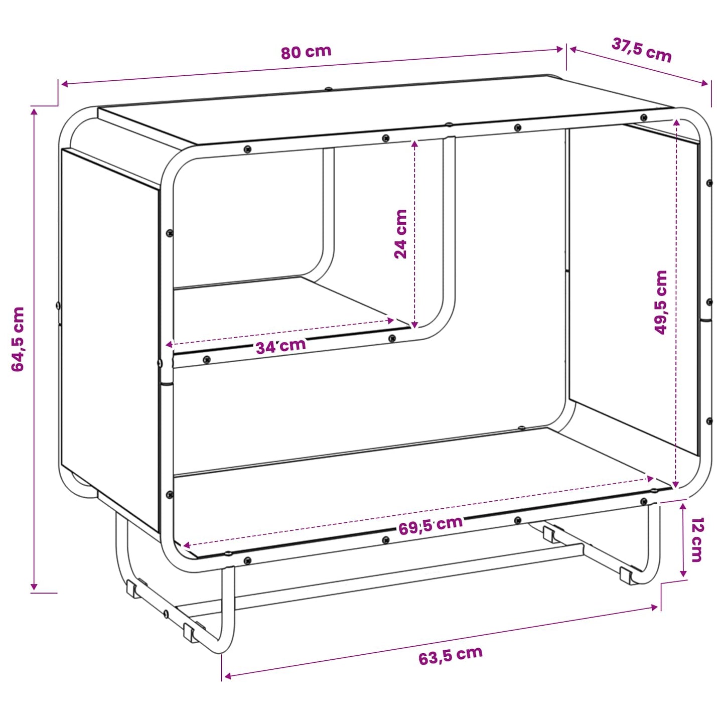 Skænk Røget eg 80 x 37.5 x 64.5 cm Konstrueret træ