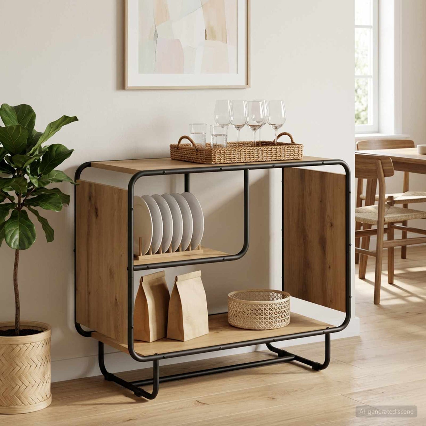 Skænk Artisan-eg 80 x 37.5 x 64.5 cm Konstrueret træ