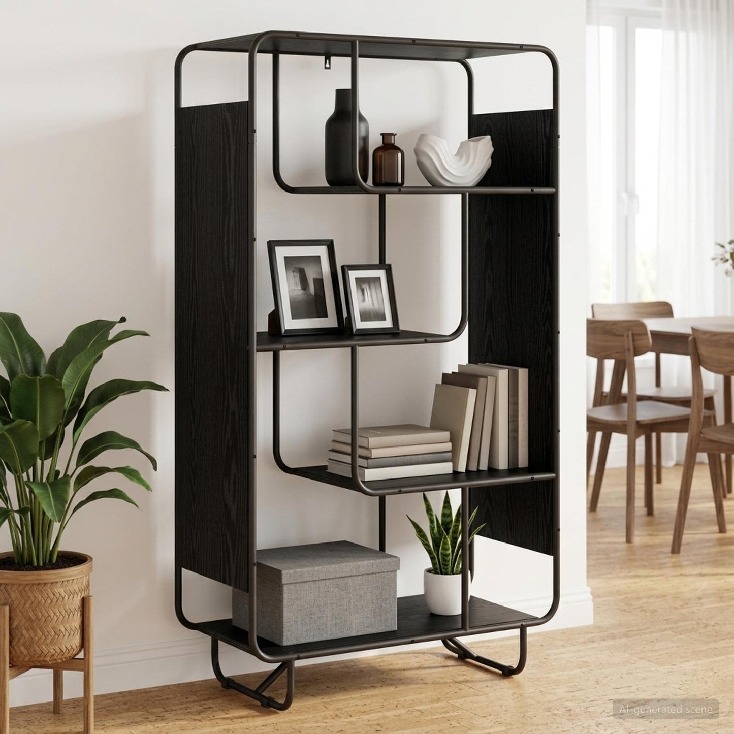 Highboard Sort eg 80 x 37,5 x 144 cm Konstrueret træ