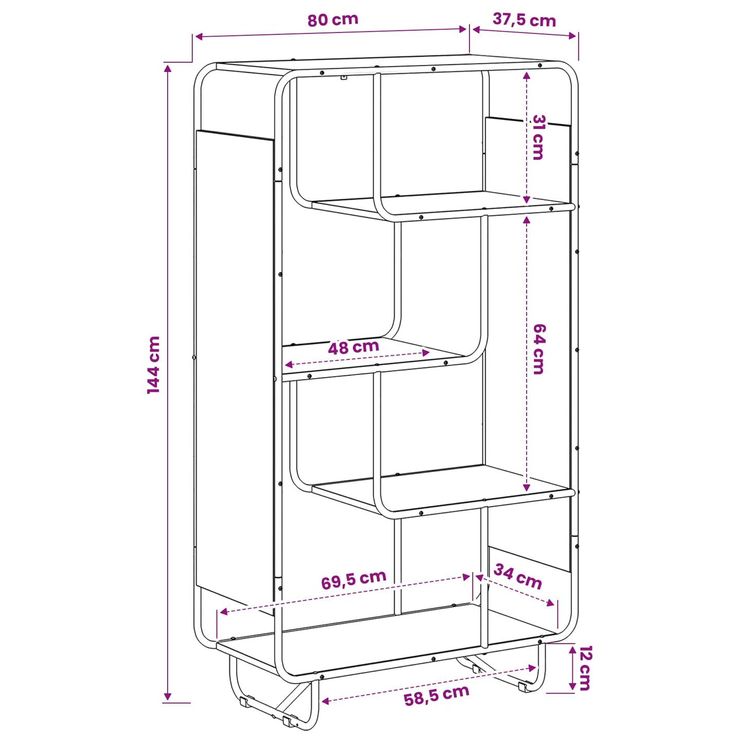 Highboard Gammelt træ 80 x 37,5 x 144 cm Konstrueret træ