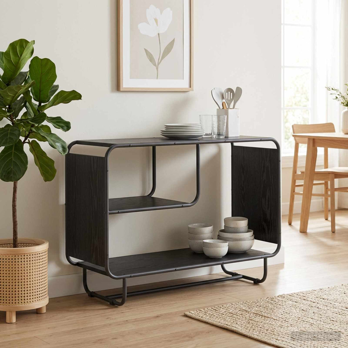 Skænk Sort eg 93.5 x 37.5 x 64.5 cm Konstrueret træ