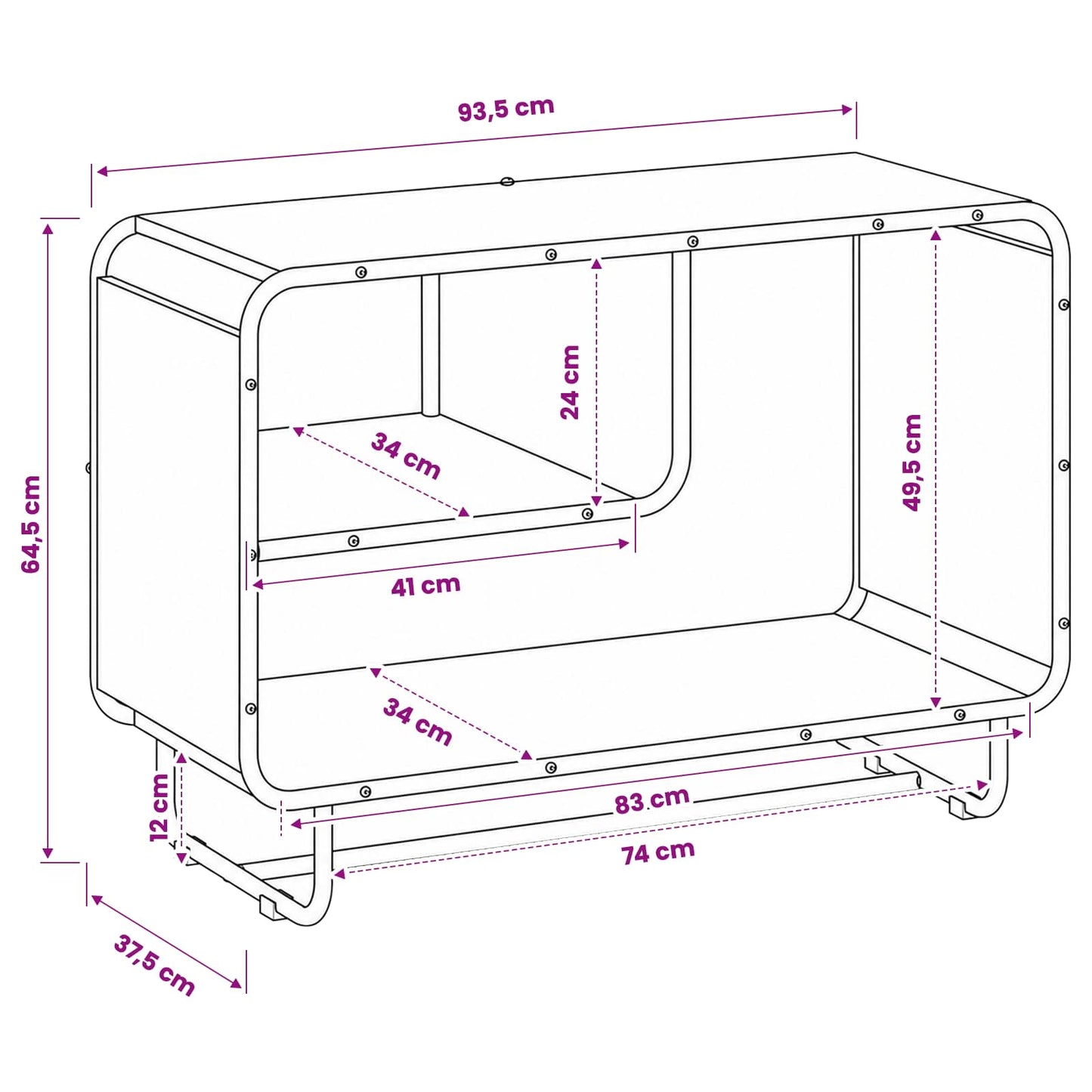 Skænk Sort eg 93.5 x 37.5 x 64.5 cm Konstrueret træ