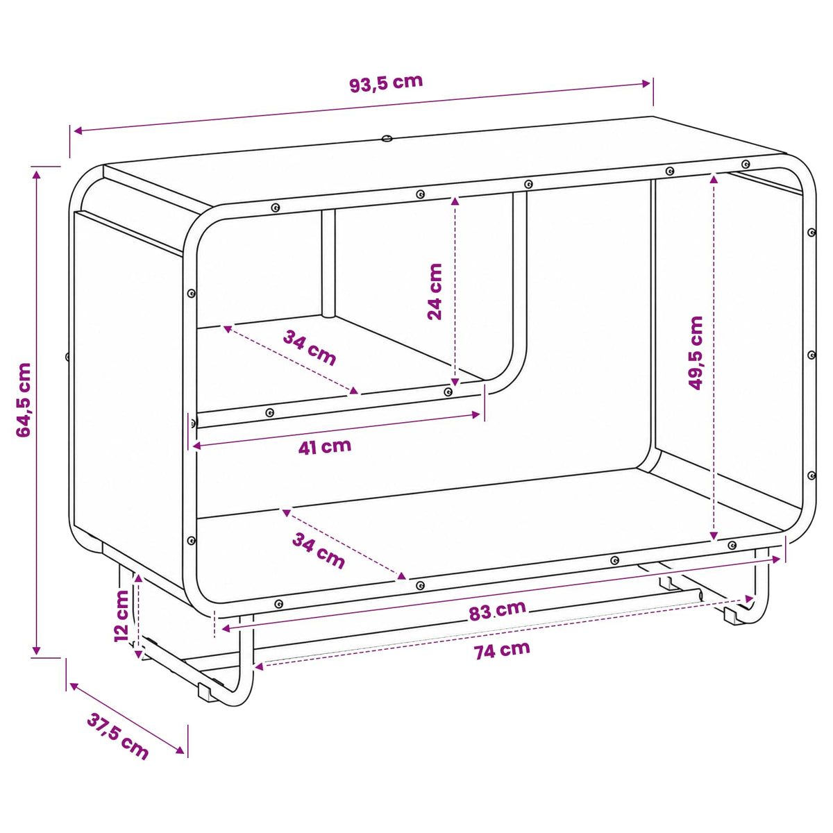Skænk Gammelt træ 93.5 x 37.5 x 64.5 cm Konstrueret træ