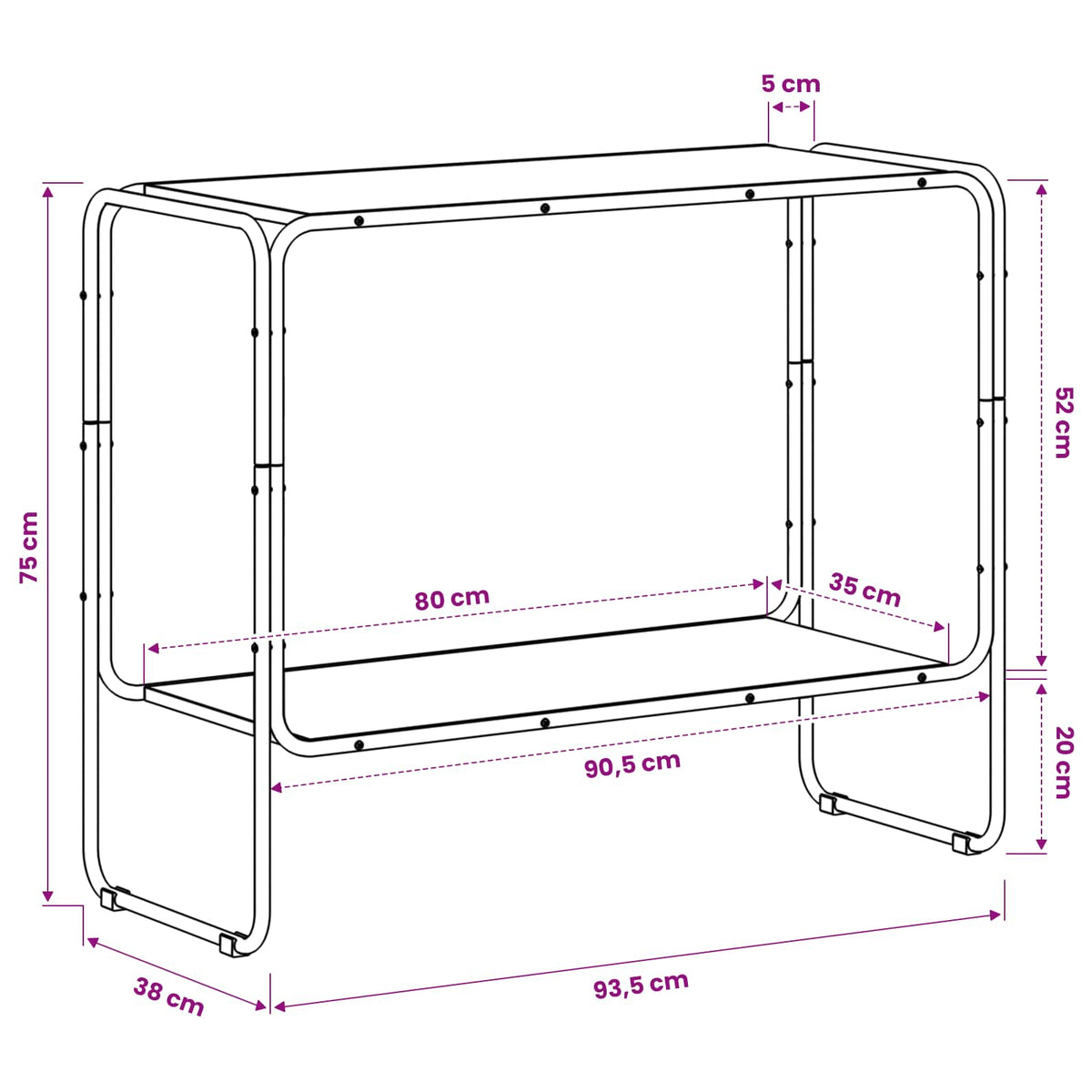Sideboard Gammelt træ 93,5 x 38 x 75 cm Konstrueret træ
