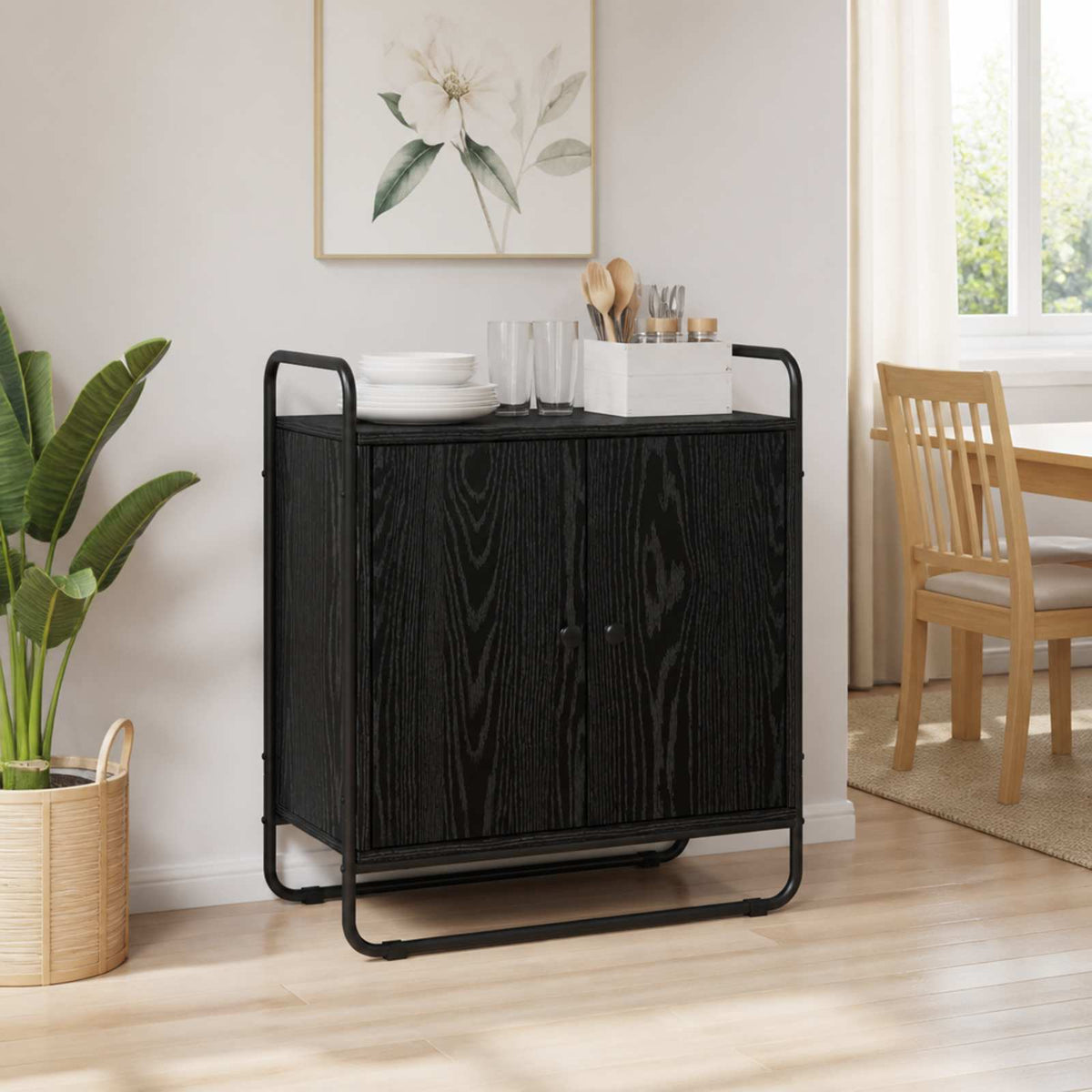 skænk Sort eg 68 x 35 x 75 cm Konstrueret træ